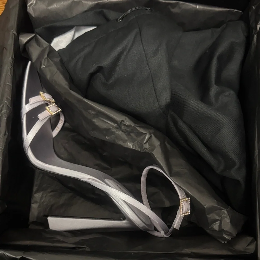 Saint Laurent Women's Grey Strappy Heels - Picture 8 of 8